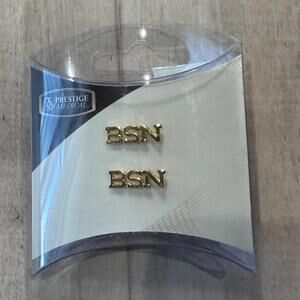 Prestige Medical Set of 2 BSN Nurse BS Nursing Pin Gold Tone 5/8" Long